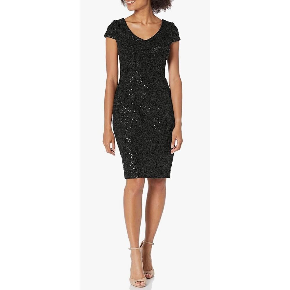 Alex Evenings Women's Knee Length V Neck Cocktail Dress - 4